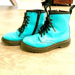 RARE Girls Size 1 Turqoise Aqua Blue Glitter Dr. Martens Boots